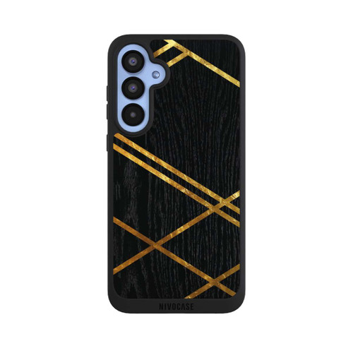 Samsung Galaxy A55 5G NIVOpure Black Geometric Pattern Golden Stripes