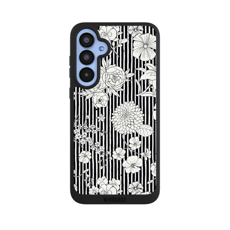Galaxy A55 5G NIVOpure Flowers and Stripes Black and White