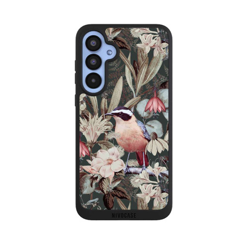 Samsung Galaxy A55 5G NIVOpure Orangefarbener Vogel im Vintage Blumenmuster