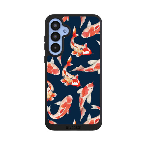 Samsung Galaxy A55 5G NIVOpure Koi auf blauem Hintergrund