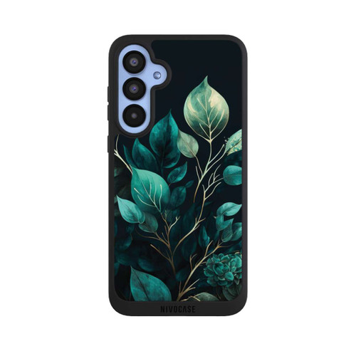 Samsung Galaxy A55 5G NIVOpure Green Eucalyptus Leaves against a Dark Background with AI