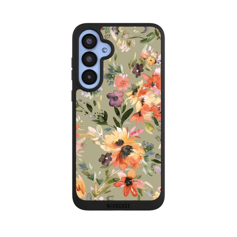 Galaxy A55 5G NIVOpure Malerische tropische Blumen Salbeigrün