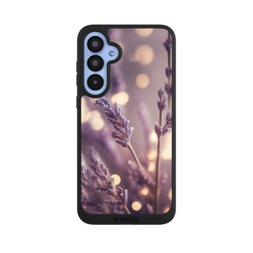 Samsung Galaxy A55 5G NIVOpure Lavande en gros plan avec IA
