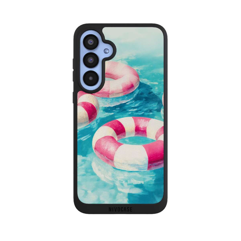 Galaxy A55 5G NIVOpure Gestreifte Schwimmringe im Pool
