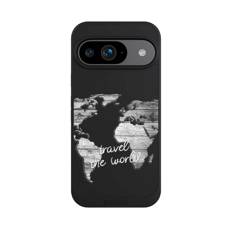 Pixel 9 NIVOpure Carte du Monde Bois sans Fond