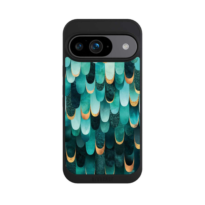 Pixel 9 NIVOpure Imprimé or turquoise à plumes