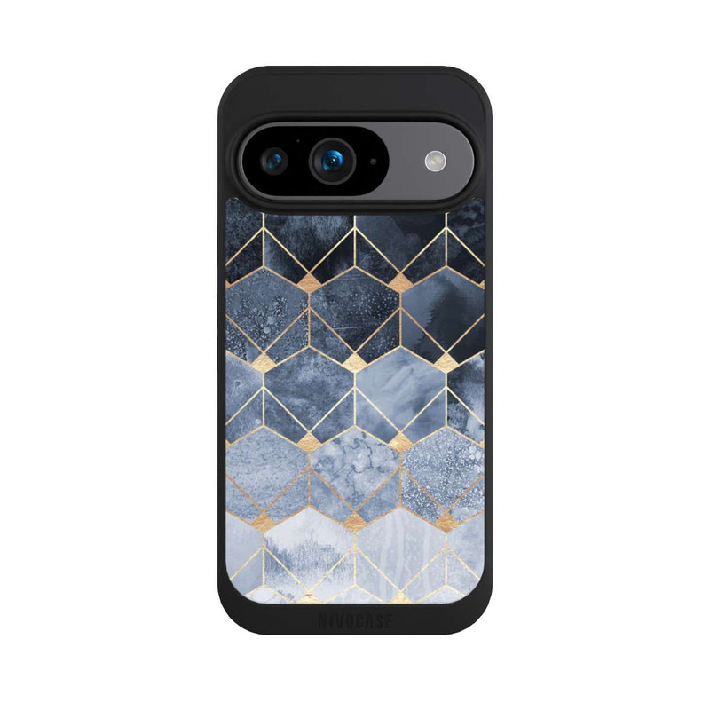 Pixel 9 NIVOpure Blaue Sechsecke und Diamanten Golddruck