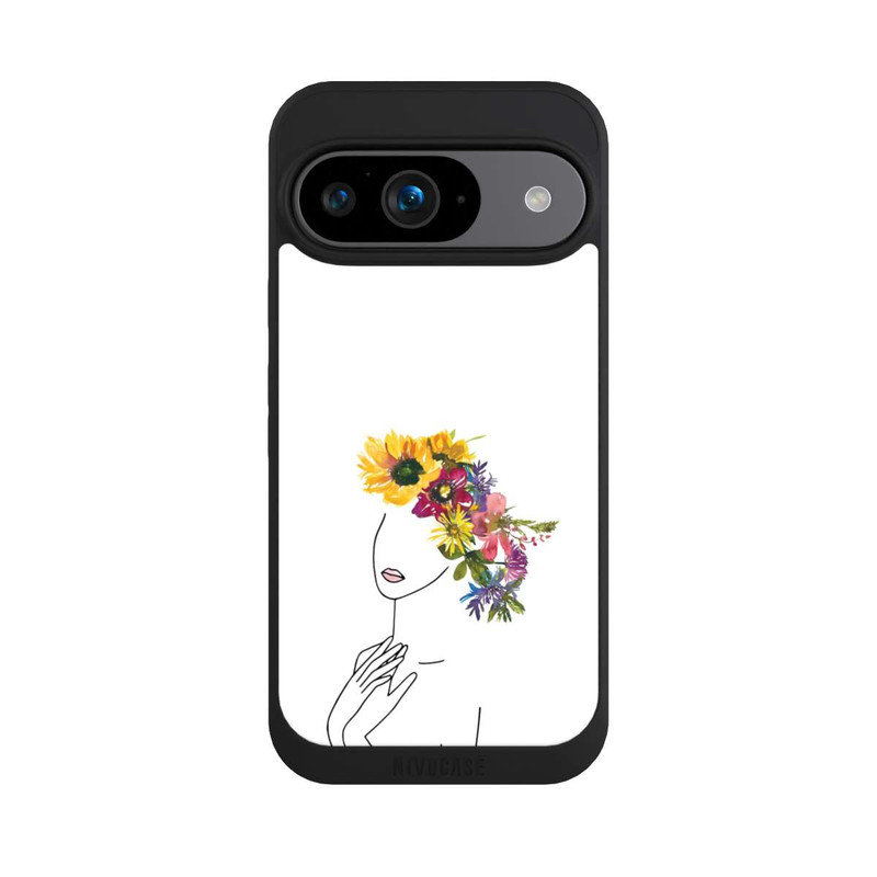 Pixel 9 NIVOpure Line Art femme et couronne de fleurs