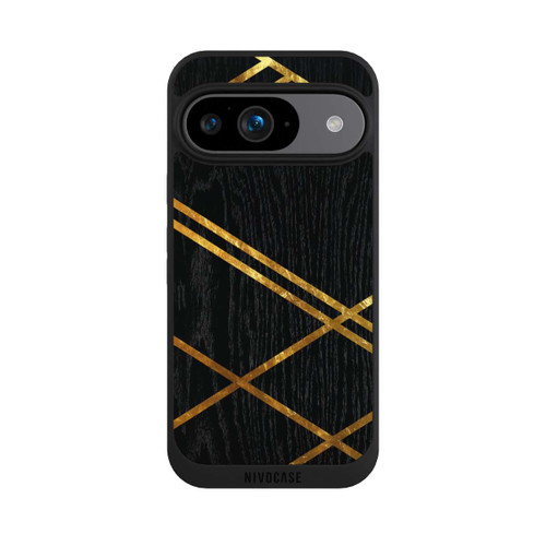 Google Pixel 9 NIVOpure Black Geometric Pattern Golden Stripes