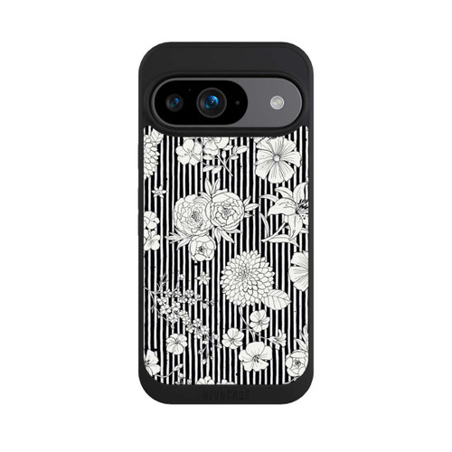Google Pixel 9 NIVOpure Fleurs et rayures noir et blanc