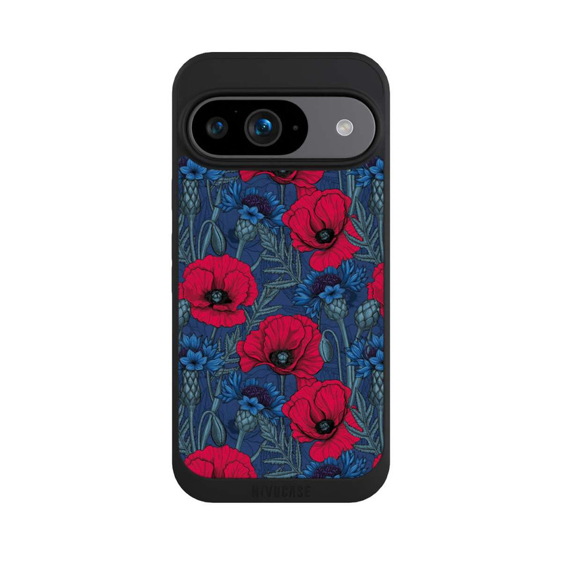 Pixel 9 NIVOpure Coquelicots et bleuets sur fond bleu
