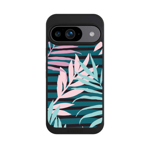 Google Pixel 9 NIVOpure Pastell-Dschungelblätter rosa blaugrün