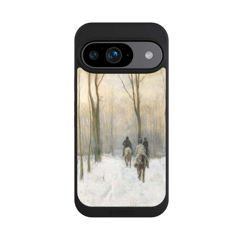 Pixel 9 NIVOpure Cavaliers dans la neige dans la forêt de La Haye