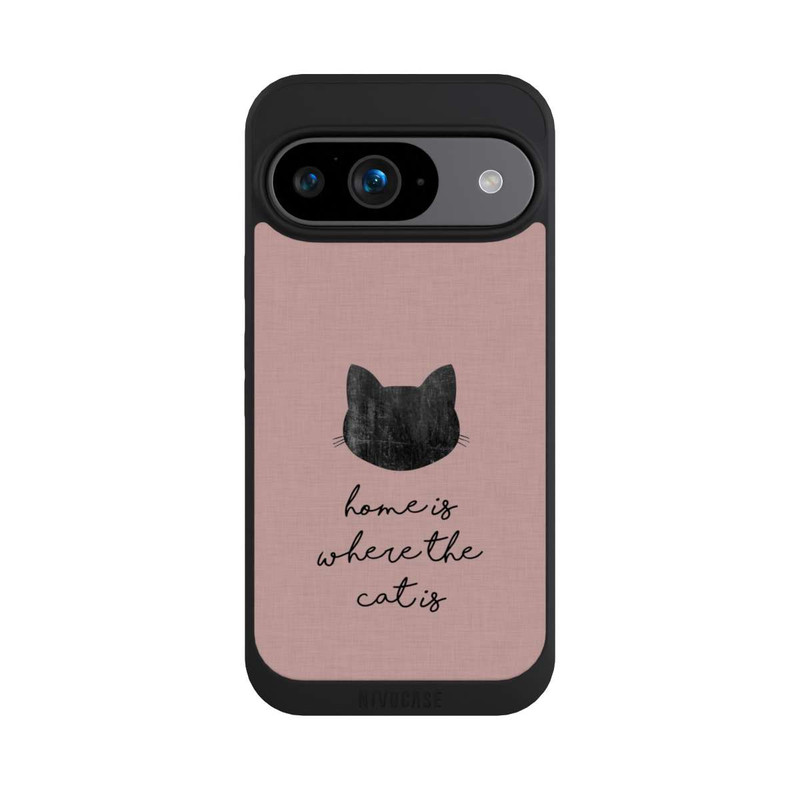 Pixel 9 NIVOpure Home Is Where The Cat Is - Noir sur rose