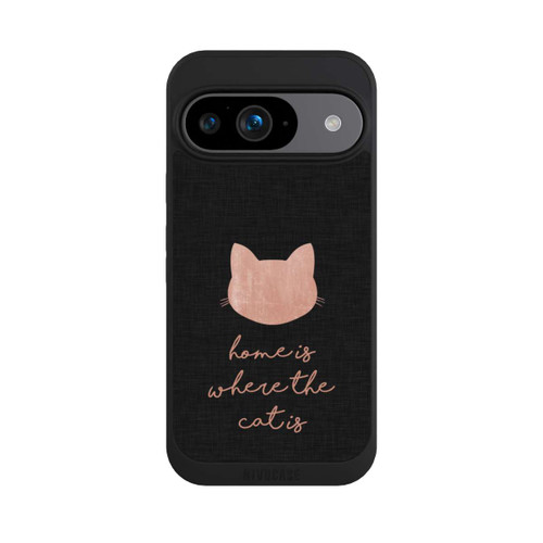 Google Pixel 9 NIVOpure Home Is Where The Cat Is - Rosa auf Schwarz 