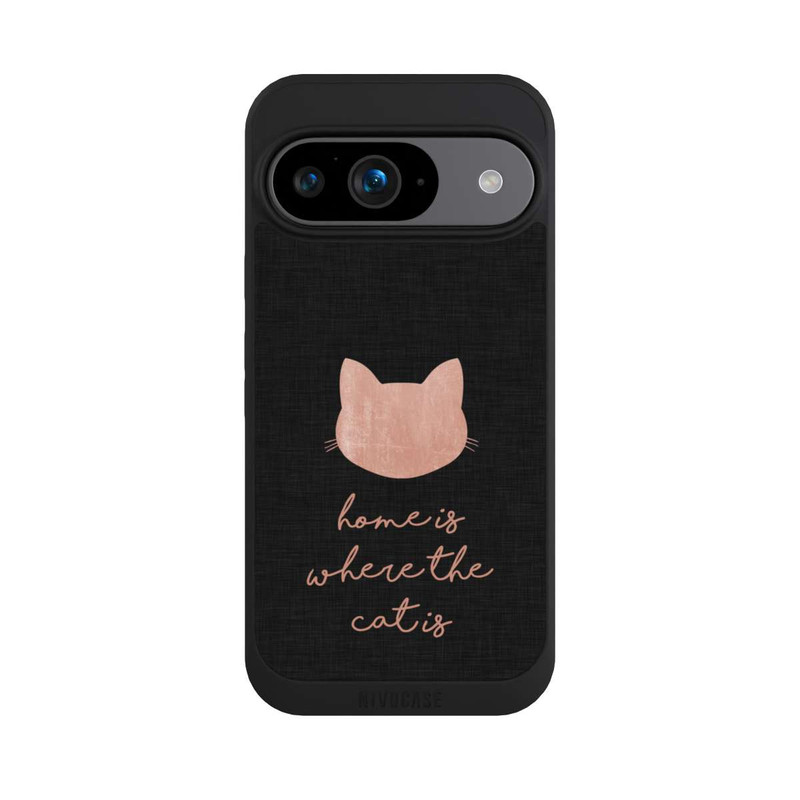 Pixel 9 NIVOpure Home Is Where The Cat Is - Rose sur noir 