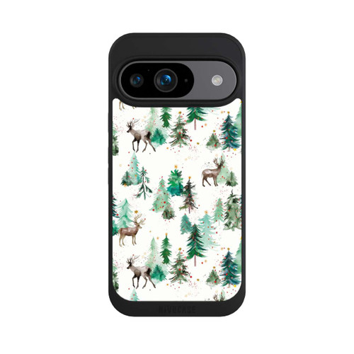 Google Pixel 9 NIVOpure Hirsche und Winterweihnachtsbäume