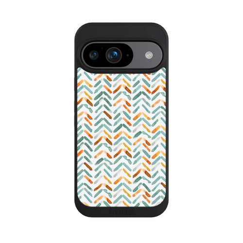 Google Pixel 9 NIVOpure Élégant Automne Chevron Bleu Orange