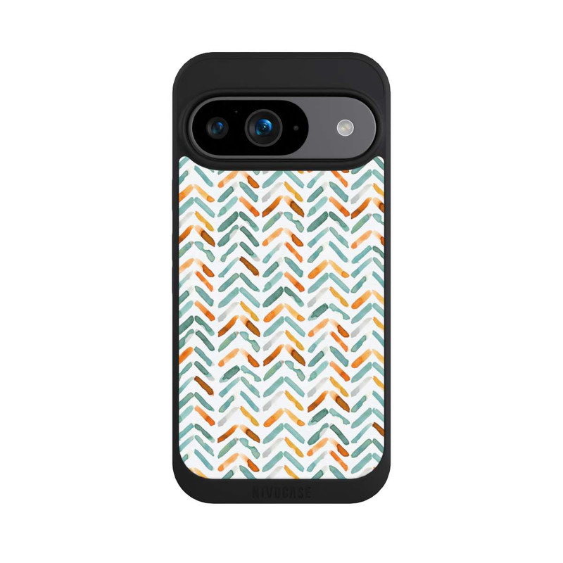 Pixel 9 NIVOpure Elegantes Herbstchevron Blau Orange