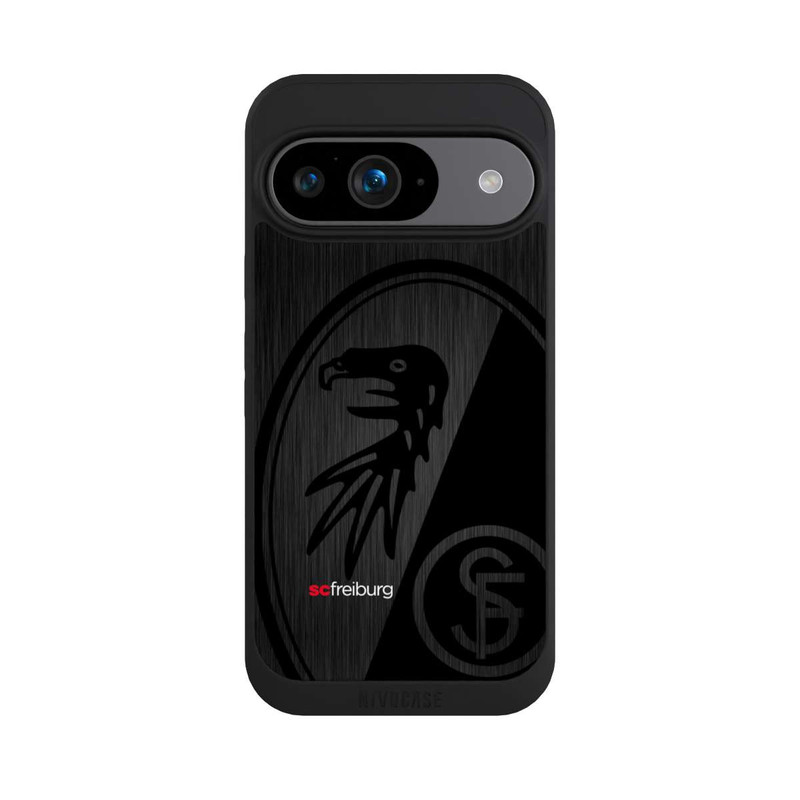 Pixel 9 NIVOpure  Kratzen Metall Hintergrund mit dem Schriftzug  Vertikal SC Freiburg