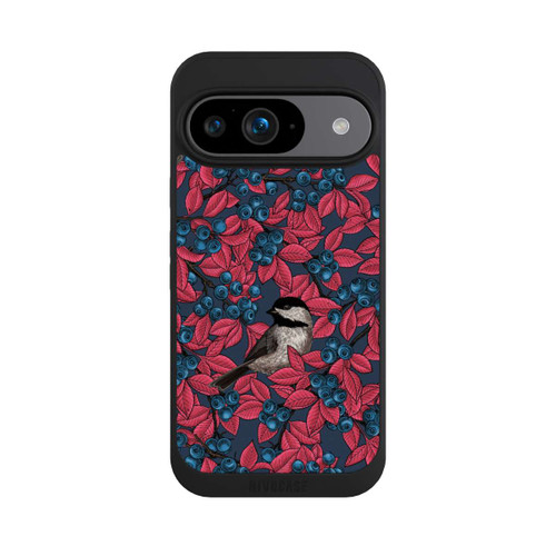 Google Pixel 9 NIVOpure Blaubeeren und Vögel auf Navy