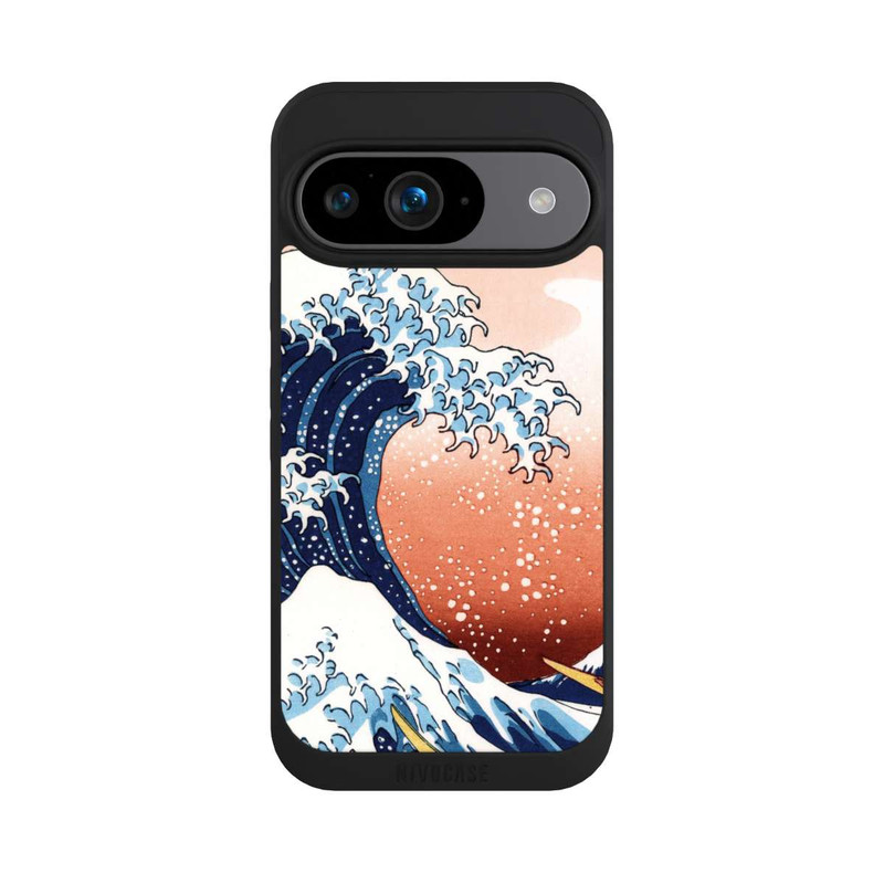 Pixel 9 NIVOpure Kanagawa Welle Mit Rotem Hintergrund
