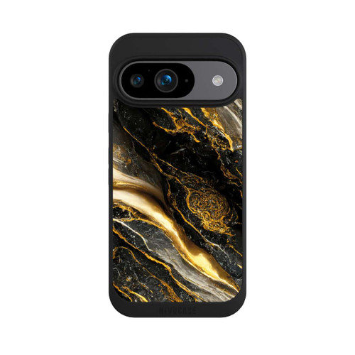 Google Pixel 9 NIVOpure Schwarze Marmor Goldschichten