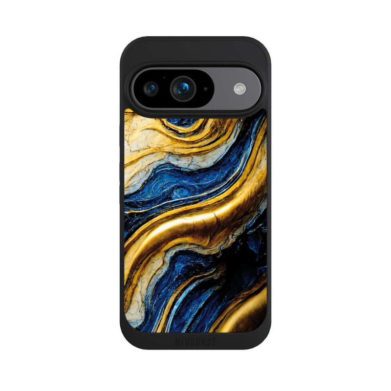 Pixel 9 NIVOpure Struktur im Royalblau- und Gold-Look
