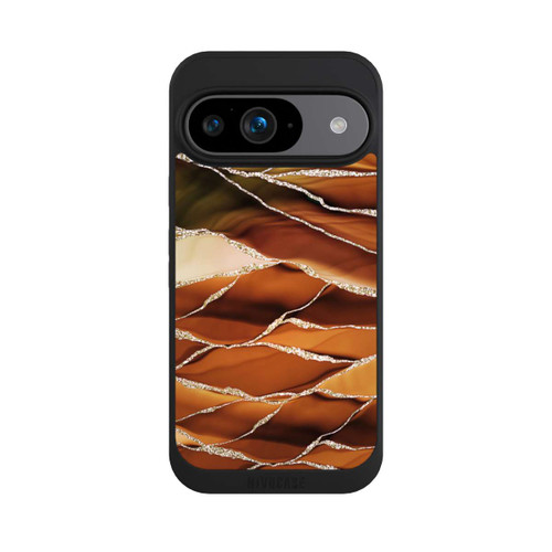 Google Pixel 9 NIVOpure Braune Marmorstreifen im Glitzer Look