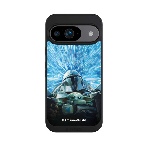 Google Pixel 9 NIVOpure Grogu und Mando fliegen blau