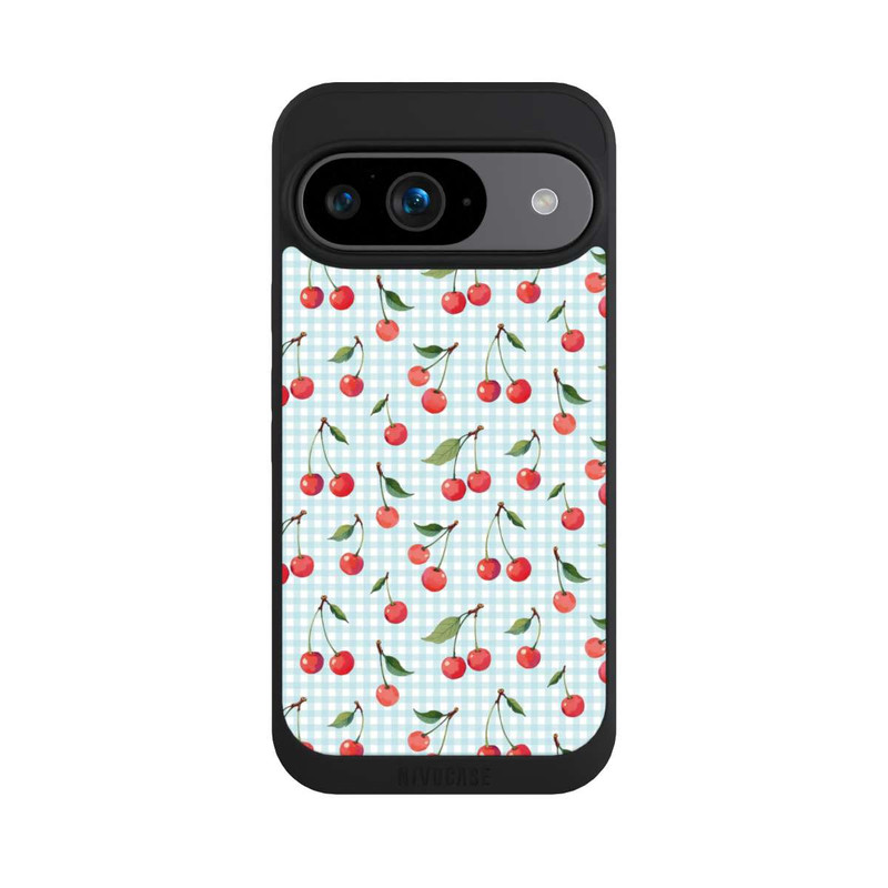 Pixel 9 NIVOpure Cherries and Blue Gingham