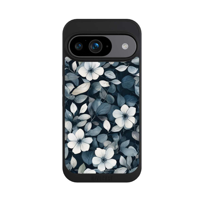 Pixel 9 NIVOpure Blaue Negativblumen mit KI