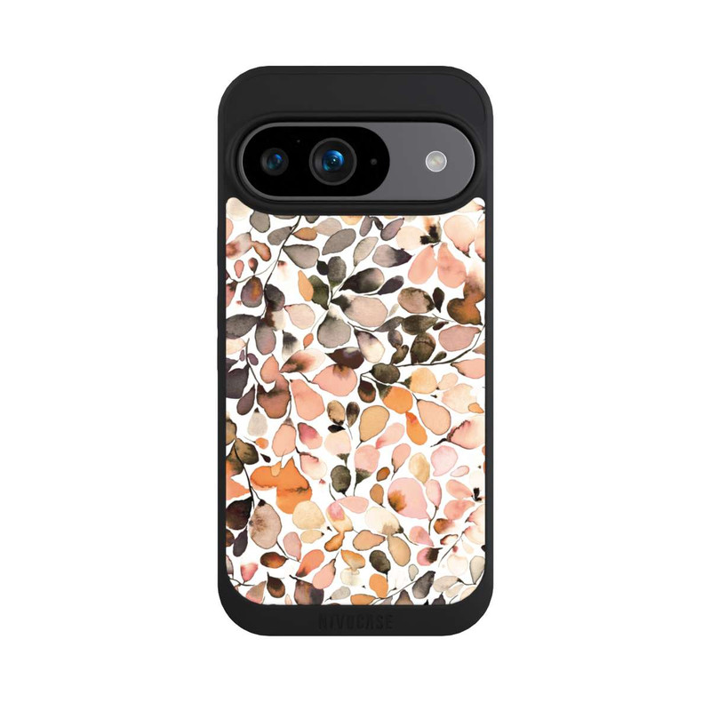 Pixel 9 NIVOpure Eucalyptus Watercolor Leaves Dark Brown Autumn