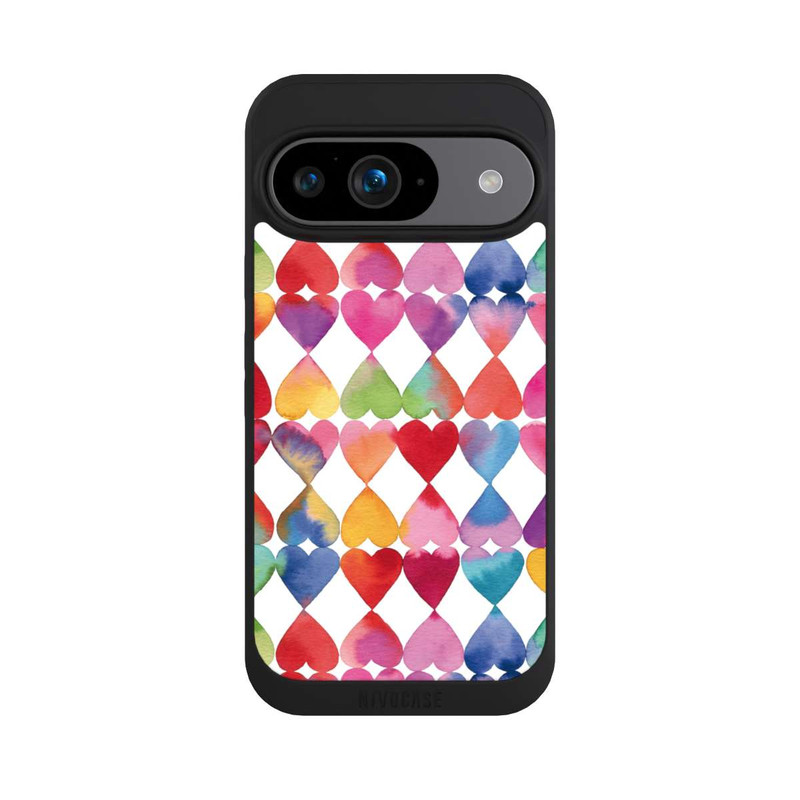 Pixel 9 NIVOpure Buntes Herz Watercolor Muster