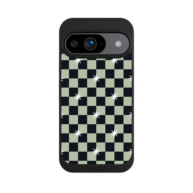 Pixel 9 NIVOpure Checked Pattern Black Grey Stars