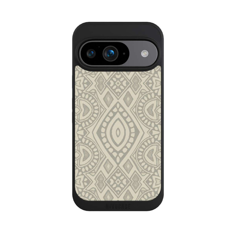 Pixel 9 NIVOpure Boho Geometric Mosaic Pattern Neutral Grey and Beige