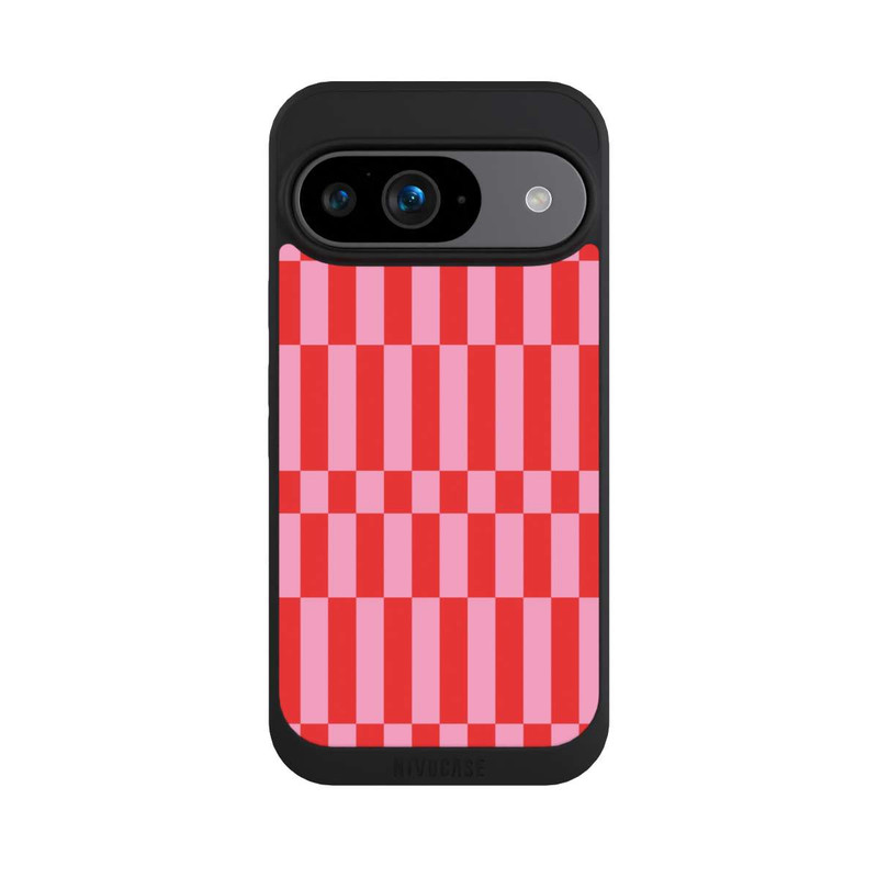 Pixel 9 NIVOpure Checked Abstract Bold Coral Red and Pink Color Block