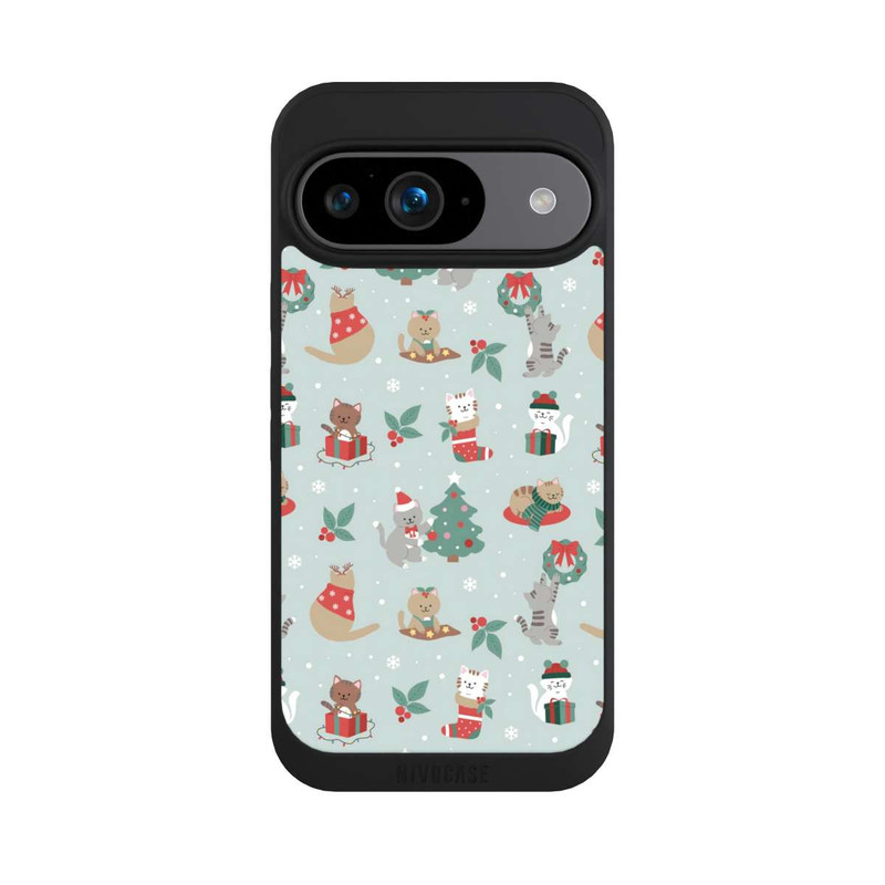 Pixel 9 NIVOpure Cute Winter Wonderland Christmas Festive Cats on Teal