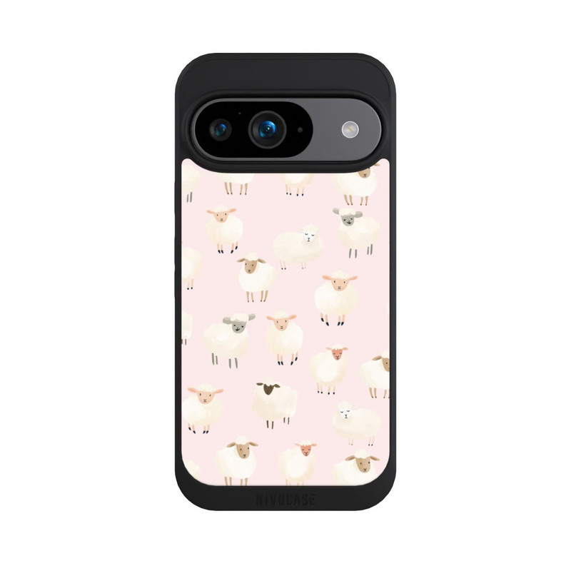 Pixel 9 NIVOpure Motif mouton rose clair avec IA