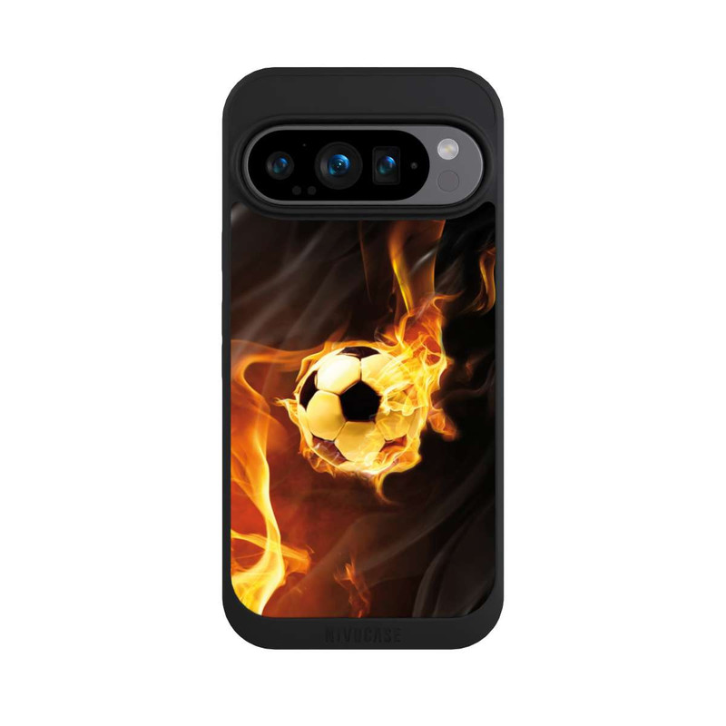 Pixel 9 Pro NIVOpure Fußball in Flammen