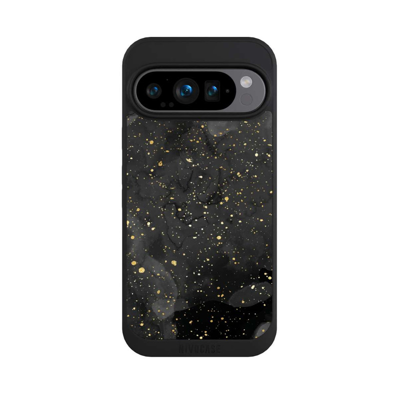Pixel 9 Pro NIVOpure Glitzernder Marmor-Schwarz-Gold-Look