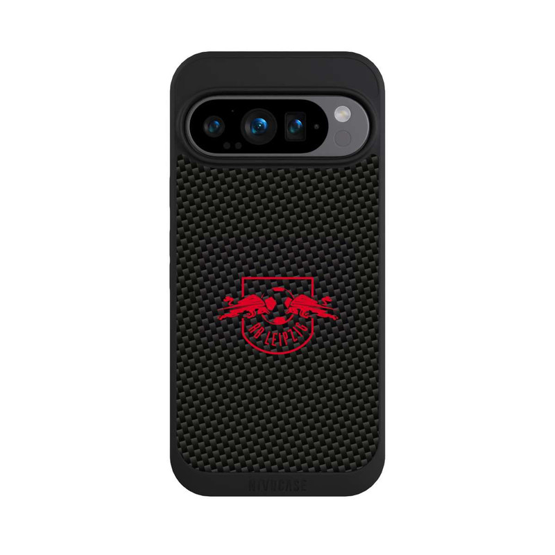 Pixel 9 Pro NIVOpure Rotes RB Leipzig Logo auf Carbonoptik