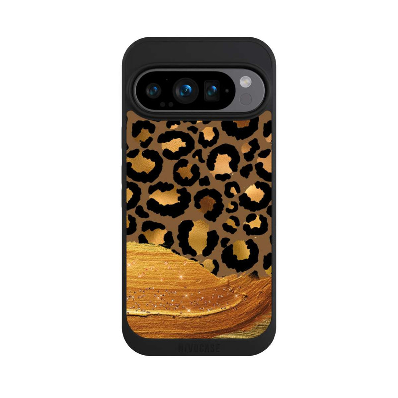 Pixel 9 Pro NIVOpure Dunkelgoldener Leoparden Glitzerlook