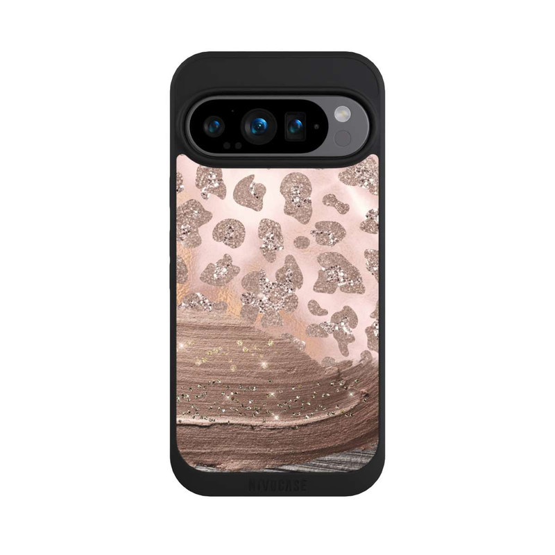 Pixel 9 Pro NIVOpure Silberner Leoparden Glitzerlook