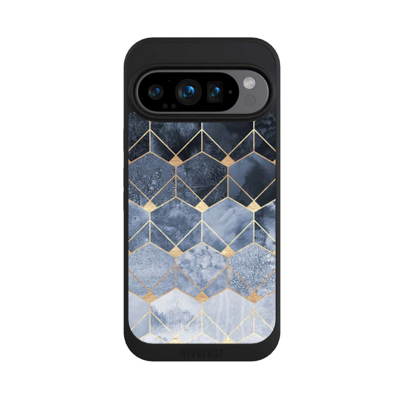Pixel 9 Pro NIVOpure Impression Or Hexagones Bleus Et Diamants