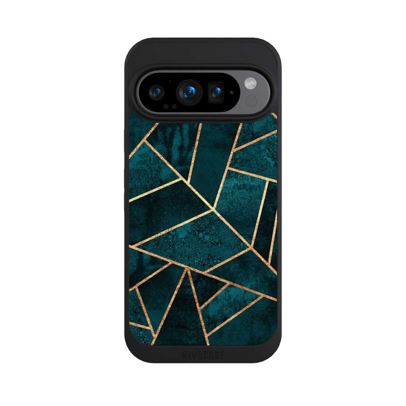 Pixel 9 Pro NIVOpure Tief Blaugrün Stein Gold Druck