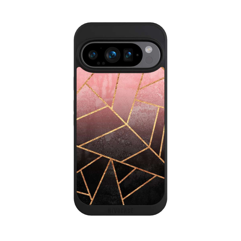 Pixel 9 Pro NIVOpure Pinker und Schwarzer Stein Gold Druck