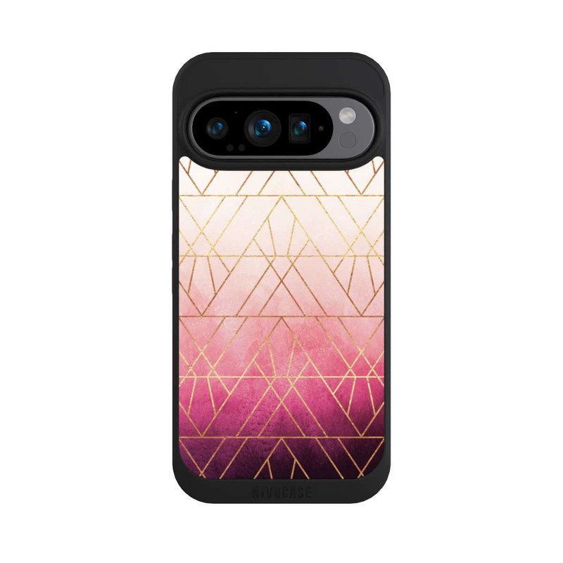 Pixel 9 Pro NIVOpure Pink Ombre Dreiecke Golddruck