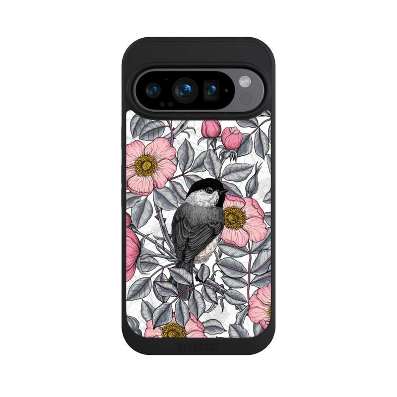 Pixel 9 Pro NIVOpure Schwarzkopfmeisen und Wilde Rosen