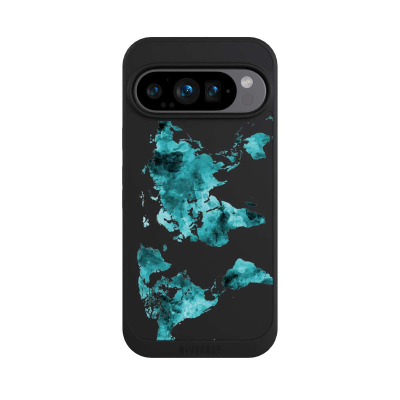 Pixel 9 Pro NIVOpure Weltkarte Blaugrün Transparent